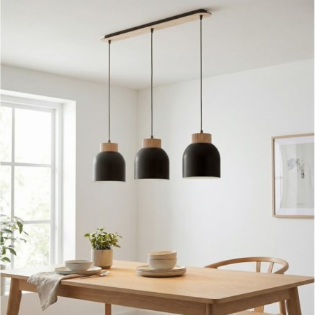 Suspension Oka Noir (3 lumières)