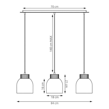 Suspension Oka Noir (3 lumières)
