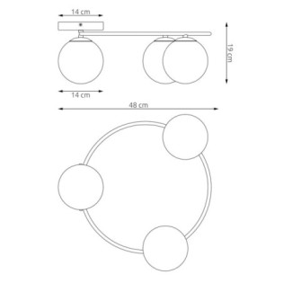 Lampe de plafond Buga Moka Opale (3 lumières)
