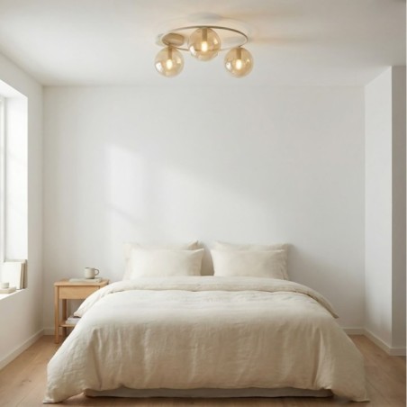 Lampe de plafond Buga Moka Ambre (3 lumières)