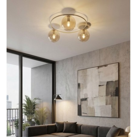 Lampe de plafond Buga Moka Ambre (3 lumières)