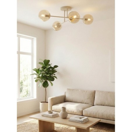 Lampe de plafond Drin Moka Ambre (4 lumières)