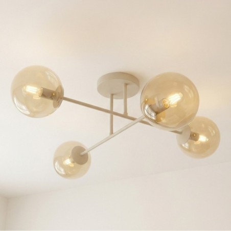 Lampe de plafond Drin Moka Ambre (4 lumières)