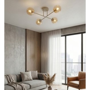 Lampe de plafond Drin Moka Ambre (4 lumières)