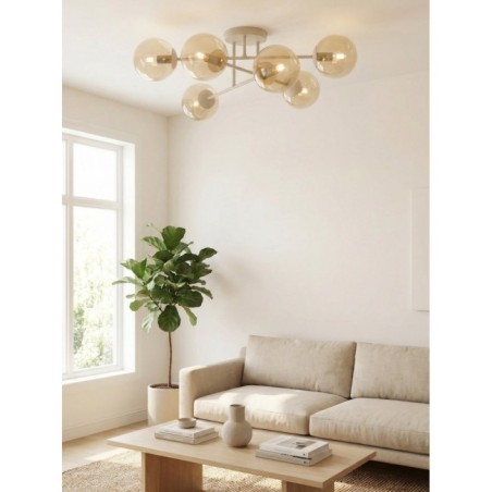 Lampe de plafond Drin Moka Ambre (6 lumières)