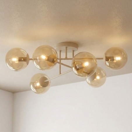 Lampe de plafond Drin Moka Ambre (6 lumières)