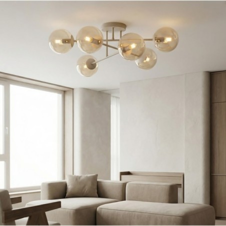 Lampe de plafond Drin Moka Ambre (6 lumières)