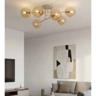 Lampe de plafond Drin Moka Ambre (6 lumières)