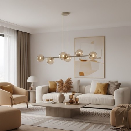 Suspension Odra Moka Ambre (6 lumières)