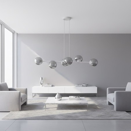 Suspension Odra Gris Graphite (6 lumières)