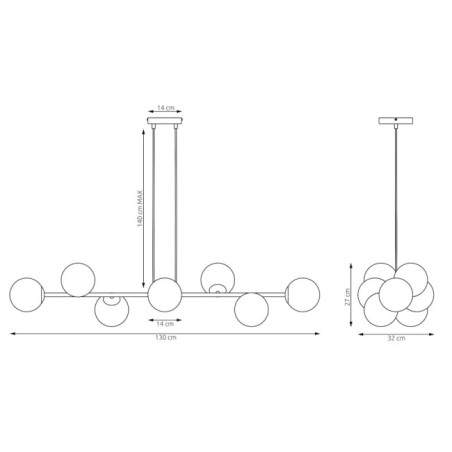 Suspension Odra Gris Graphite (8 lumières)