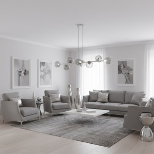 Suspension Odra Gris Graphite (8 lumières)