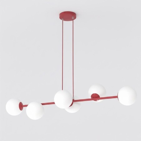 Suspension Odra Bordeaux Opale (6 lumières)