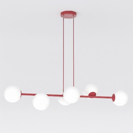 Suspension Odra Bordeaux Opale (6 lumières)