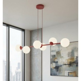 Suspension Odra Bordeaux Opale (6 lumières)