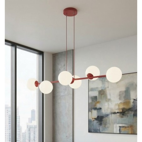 Suspension Odra Bordeaux Opale (6 lumières)