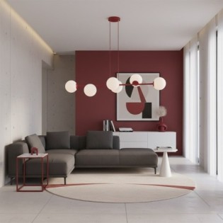 Suspension Odra Bordeaux Opale (6 lumières)