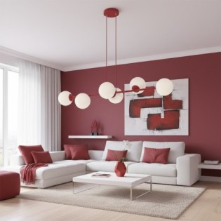 Suspension Odra Bordeaux Opale (6 lumières)