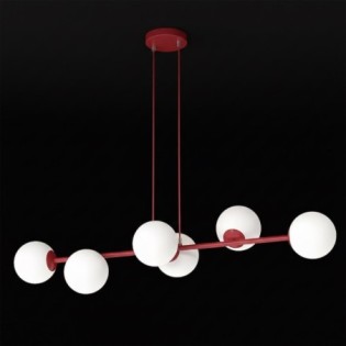 Suspension Odra Bordeaux Opale (6 lumières)