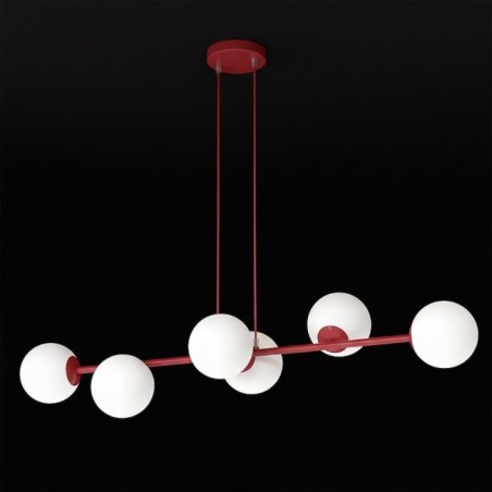 Suspension Odra Bordeaux Opale (6 lumières)