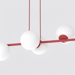 Suspension Odra Bordeaux Opale (6 lumières)