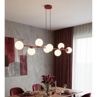 Suspension Odra Bordeaux Opale (8 lumières)