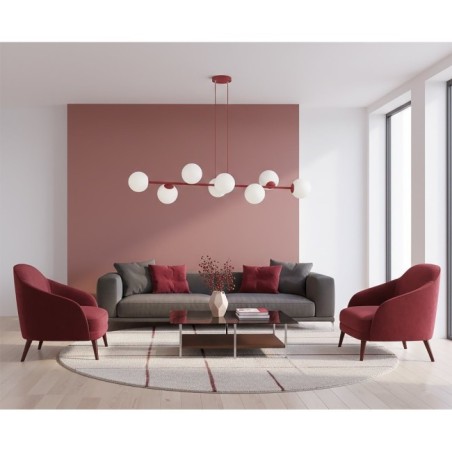 Suspension Odra Bordeaux Opale (8 lumières)