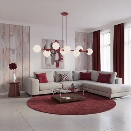 Suspension Odra Bordeaux Opale (8 lumières)