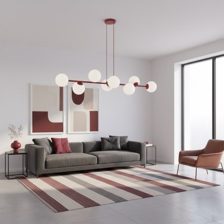 Suspension Odra Bordeaux Opale (8 lumières)