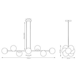 Suspension Odra Bordeaux Opale (8 lumières)