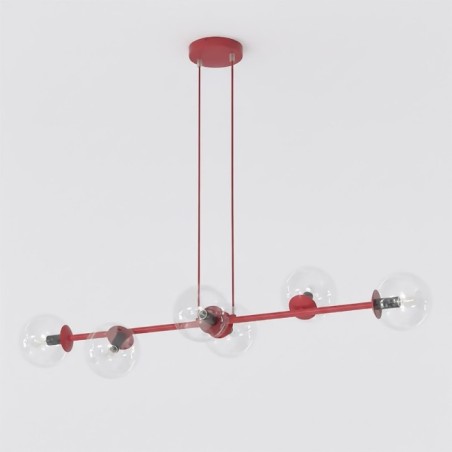 Suspension Odra Bordeaux transparente (6 lumières)