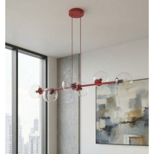 Suspension Odra Bordeaux transparente (6 lumières)