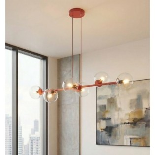 Suspension Odra Bordeaux transparente (6 lumières)