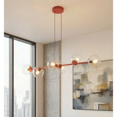 Suspension Odra Bordeaux transparente (6 lumières)