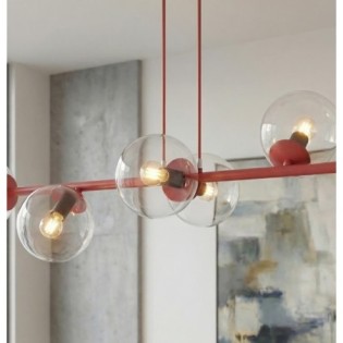 Suspension Odra Bordeaux transparente (6 lumières)