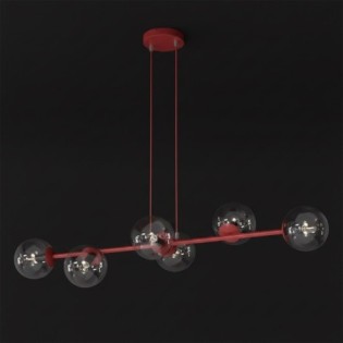 Suspension Odra Bordeaux transparente (6 lumières)