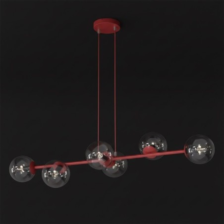 Suspension Odra Bordeaux transparente (6 lumières)
