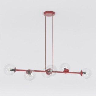 Suspension Odra Bordeaux transparente (6 lumières)