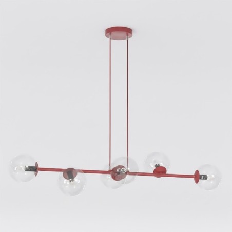 Suspension Odra Bordeaux transparente (6 lumières)