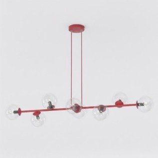 Suspension Odra Bordeaux transparente (8 lumières)