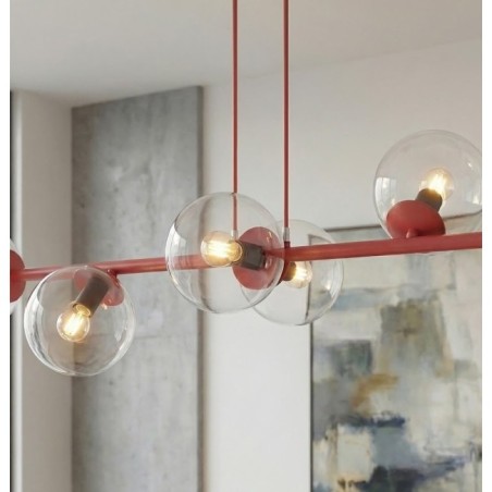 Suspension Odra Bordeaux transparente (8 lumières)