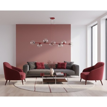 Suspension Odra Bordeaux transparente (8 lumières)