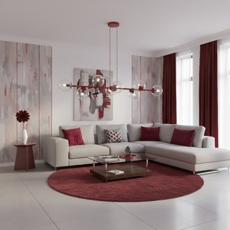Suspension Odra Bordeaux transparente (8 lumières)