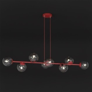 Suspension Odra Bordeaux transparente (8 lumières)