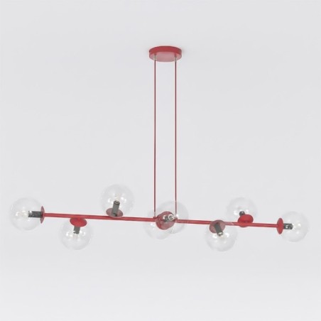 Suspension Odra Bordeaux transparente (8 lumières)