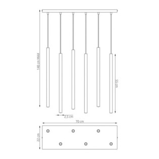 Suspension Uza Bordeaux (6 lumières)