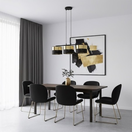 Suspension Velto Noir+Or (3 lumières)