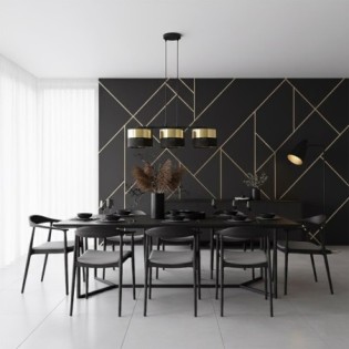 Suspension Velto Noir+Or (3 lumières)
