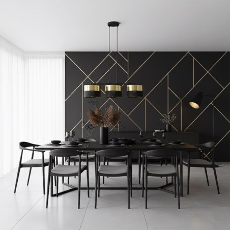 Suspension Velto Noir+Or (3 lumières)