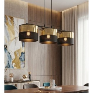 Suspension Velto Noir+Or (3 lumières)